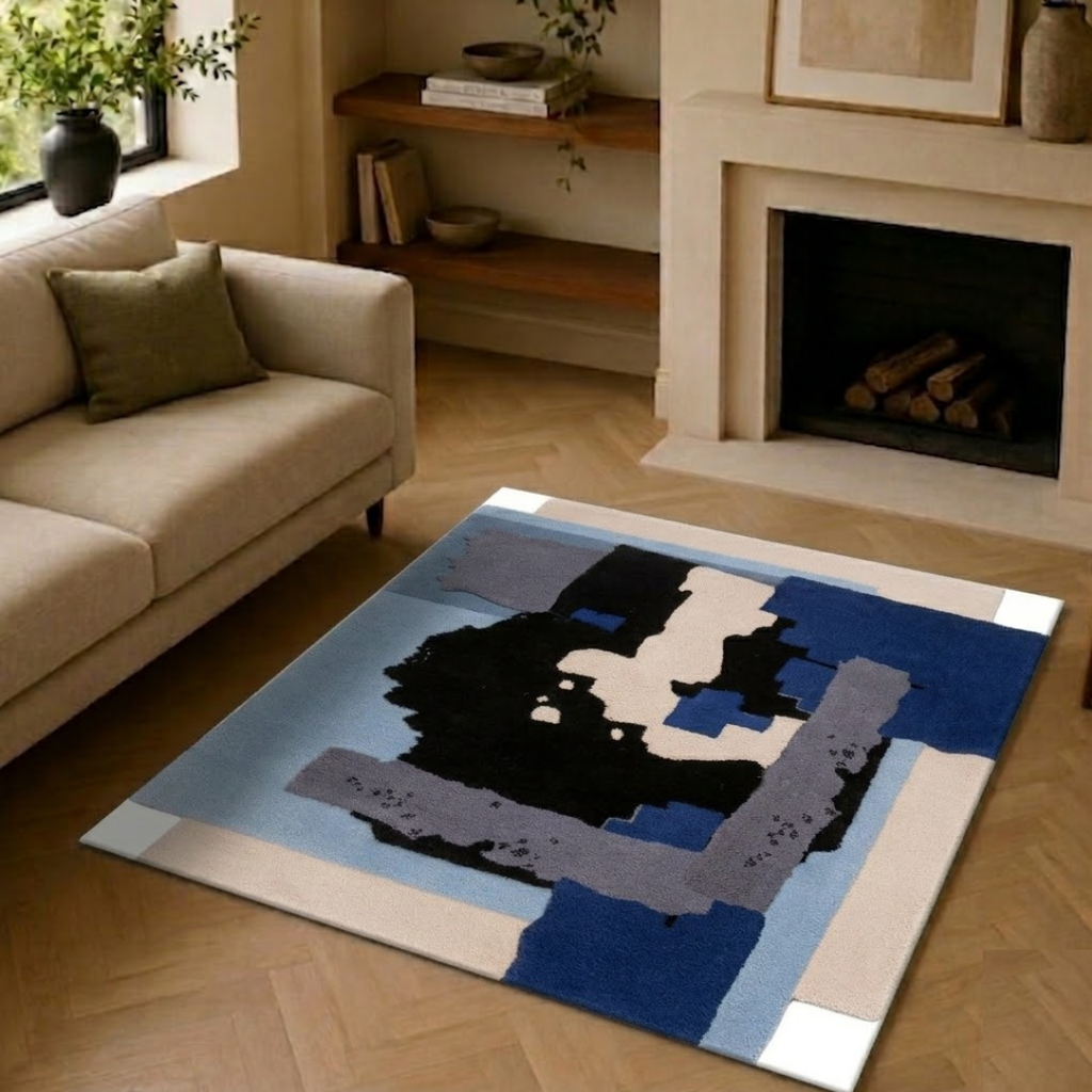 Abstract Mixed color rug design - Square - Premium Wool Carpet
