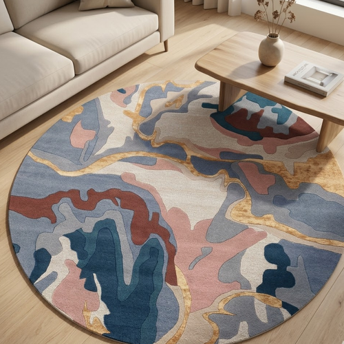 Abstract mixed color rug design - Circle - Premium Wool Carpet