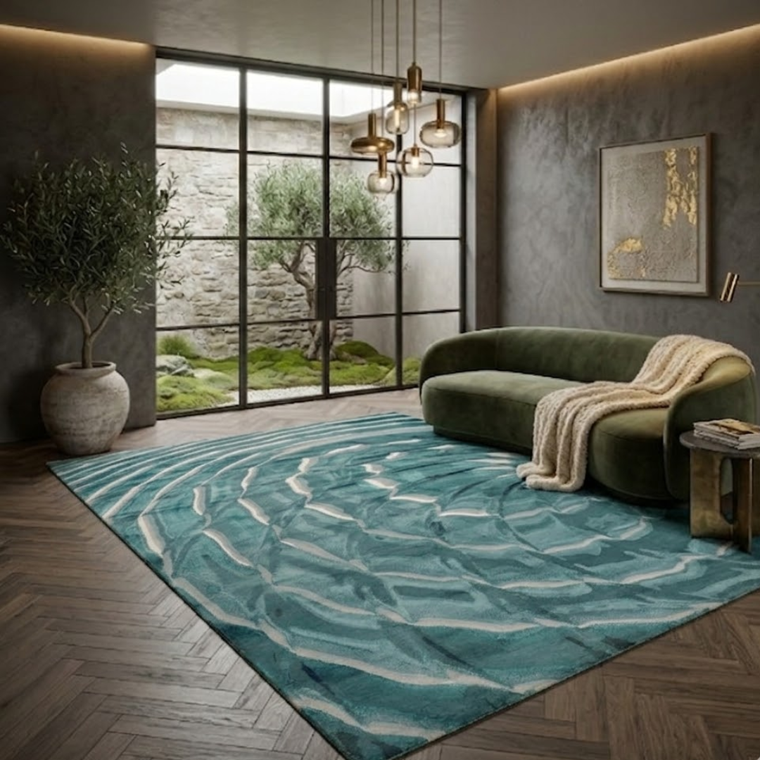 Aesthetic Wave pattern Rug Resign  - Rectangle - Premium Wool Carpet