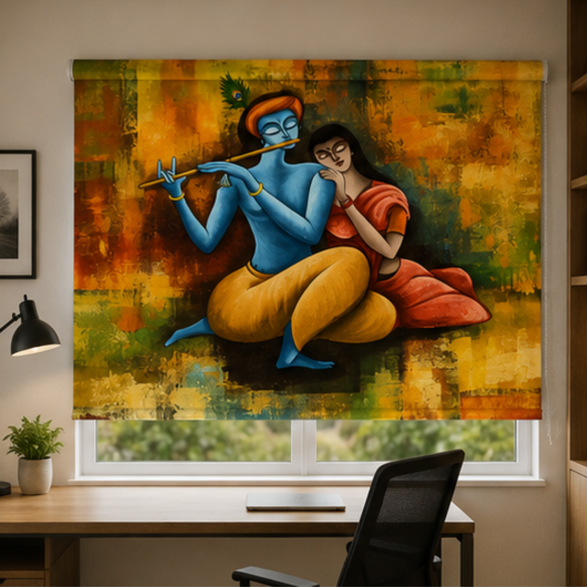 Radha Krishna theme blinds for modern home | Roller & Roman Blinds | Premium Quality Prints