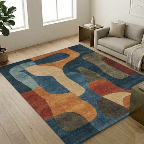 Aesthetic geometric pattern rug design - Rectangle - Premium Wool Carpet