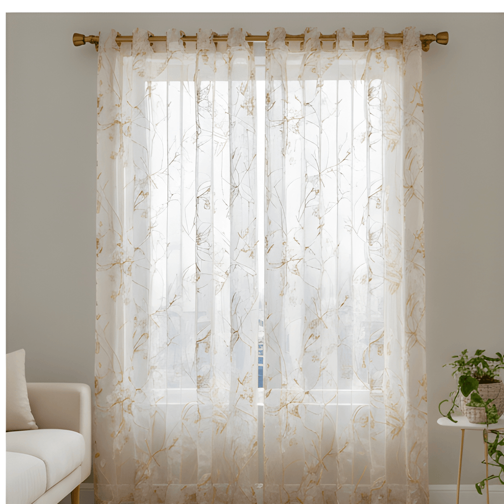 Linen Sheer -  Floral curtains Print - Pack Of 1 Curtain