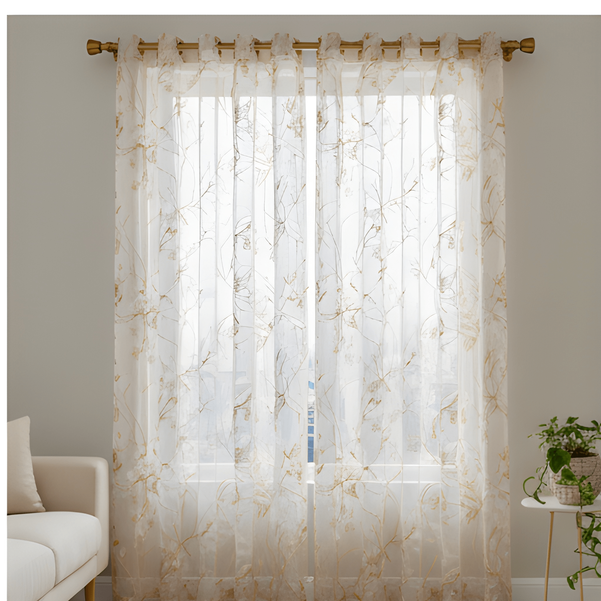 Linen Sheer -  Floral curtains Print - Pack Of 1 Curtain