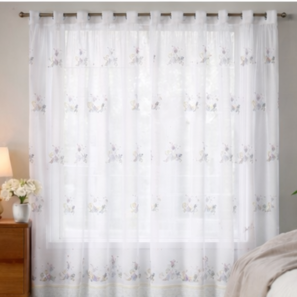 Linen Sheer - Floral Print - Pack Of 1 Curtain