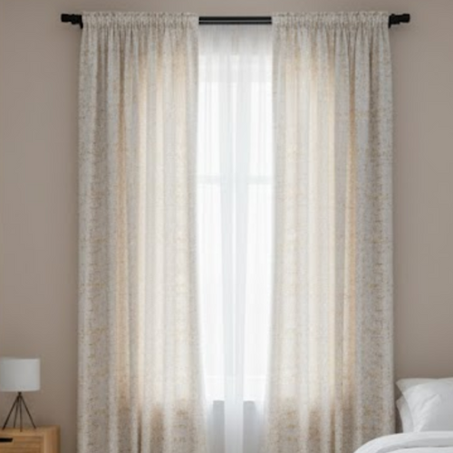 Cotton Light - Golden texture Print Curtains - Pack of 1