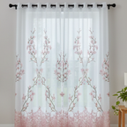 Linen Sheer - Ombre with Pink Creepers Print - Pack Of 1 Curtain