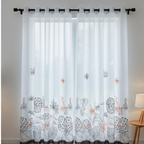 Linen Sheer - Floral patterns Print - Pack Of 1 Curtain