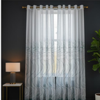 Linen Sheer - Green Floral Print - Pack Of 1 Curtain