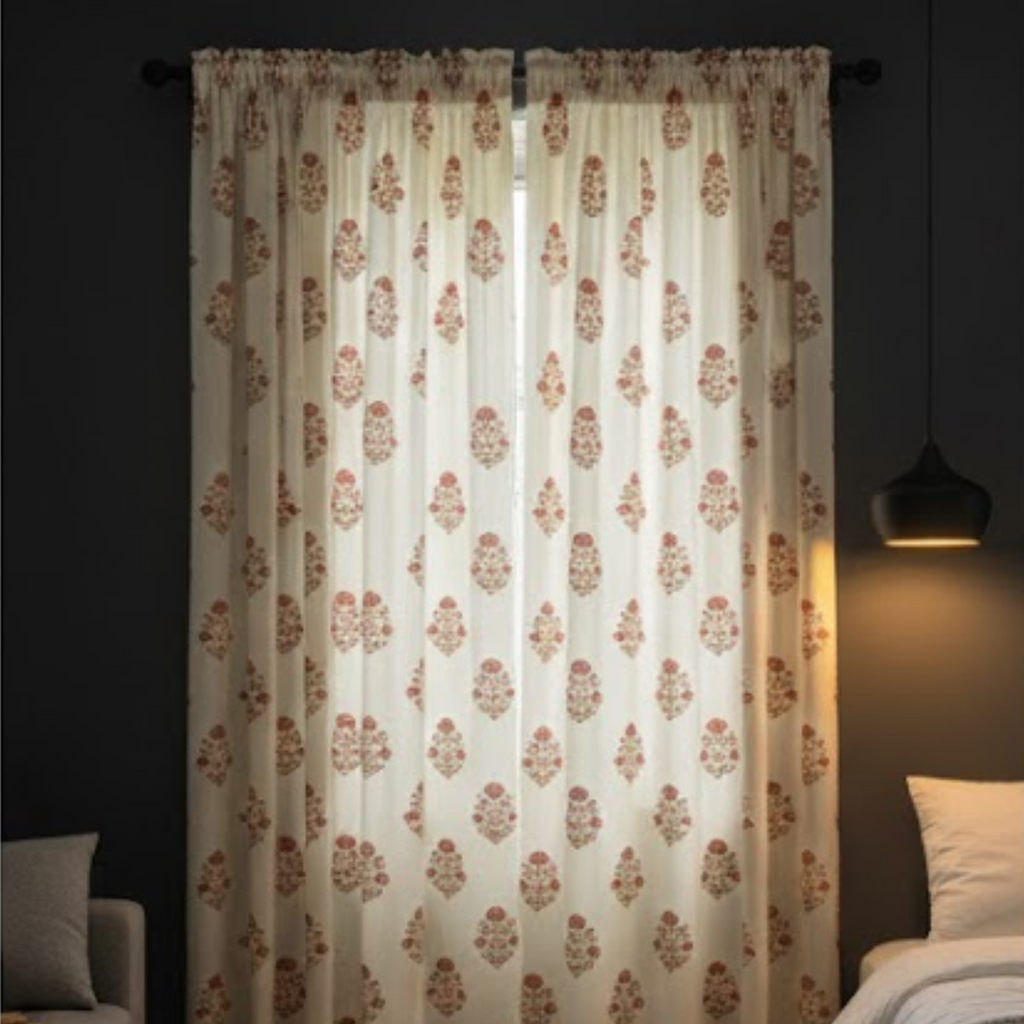 Cotton Light - Room Darkening Floral Curtains - Pack of 1 Curtain