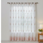 Linen Sheer - White Floral Print - Pack Of 1 Curtain