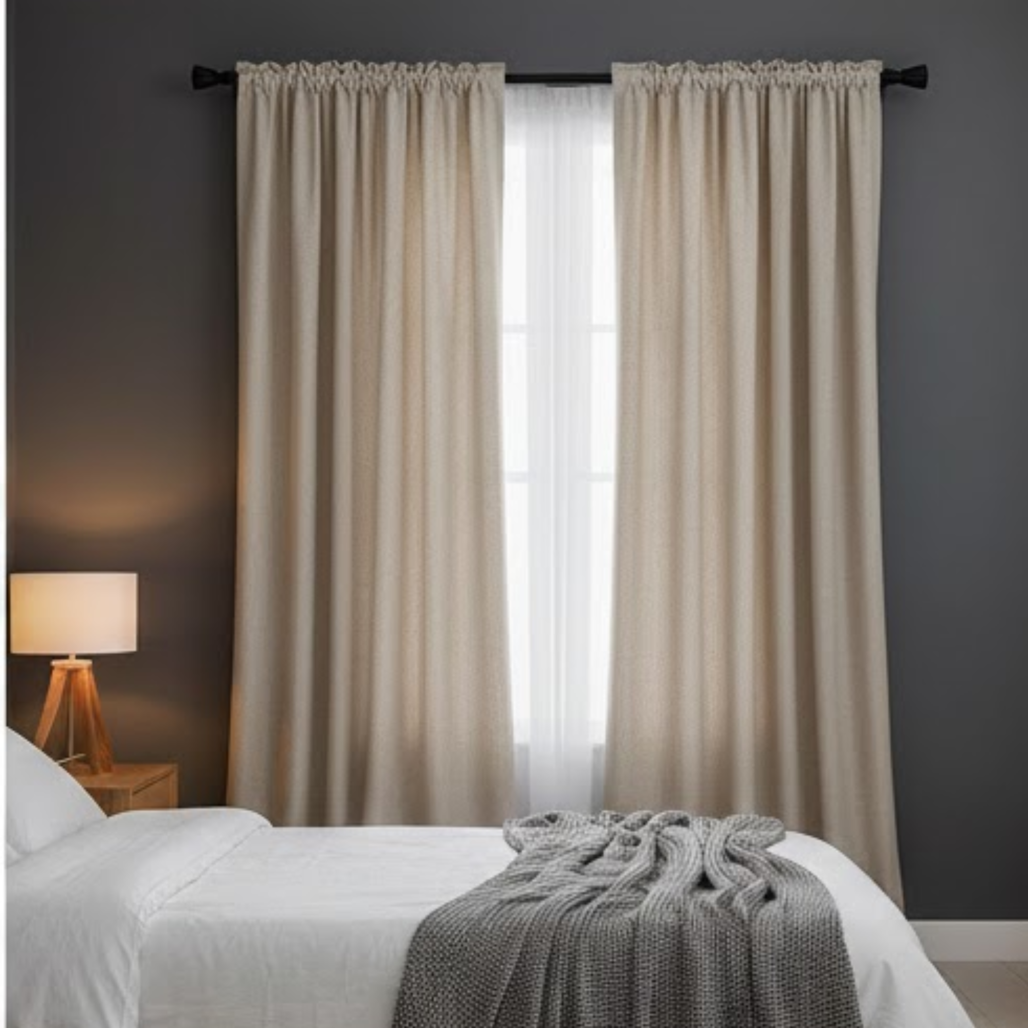 Cotton Light - Room Darkening Plain Beige - Curtains - Pack of 1 Curtain