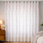 Linen Sheer -  Floral curtains with lace trim Print - Pack Of 1 Curtain