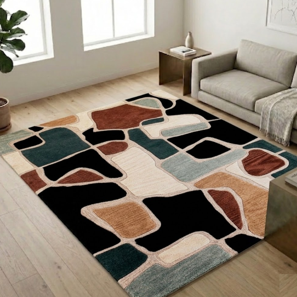 Mixed color geometric pattern design for modern villas - Rectangle - Premium Wool Carpet