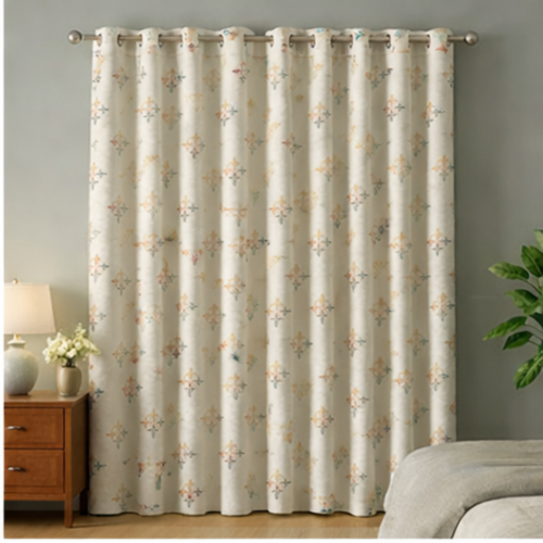 Cotton - Room Darkening Floral Printing Curtains - Pack of 1 Curtain