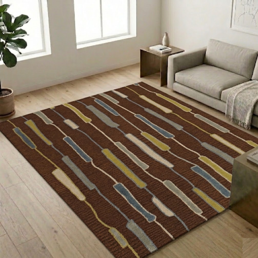 Modern style geometric pattern rug design - Rectangle - Premium Wool Carpet