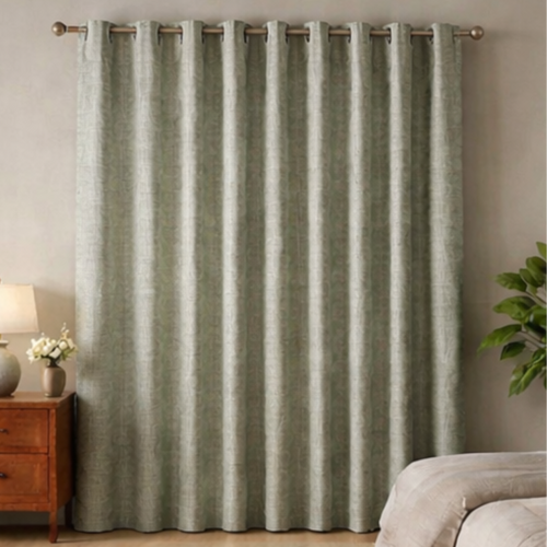 Cotton Heavy - Bedroom & Livingroom Light Green Texture Printed Curtains - Pack of 1 Curtain