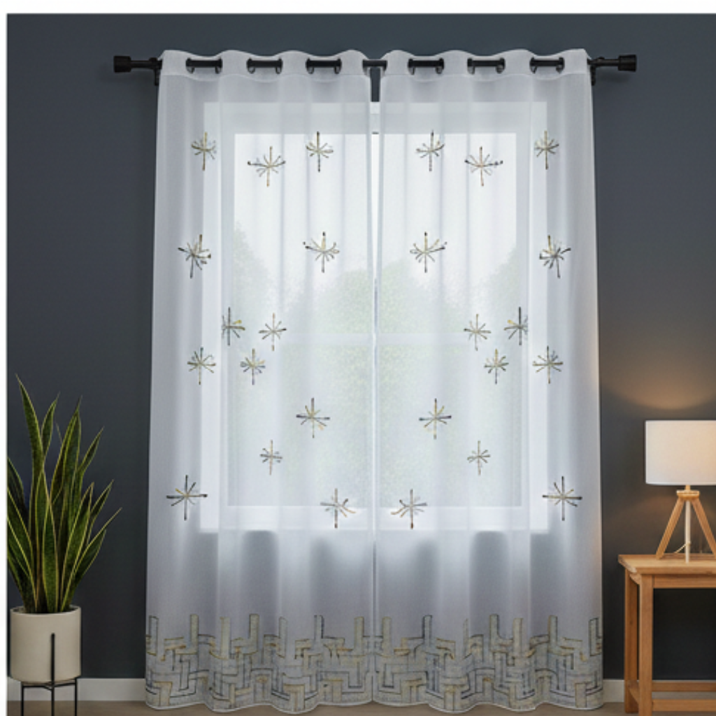 Linen Sheer - Floral Print - Pack Of 1 Curtain