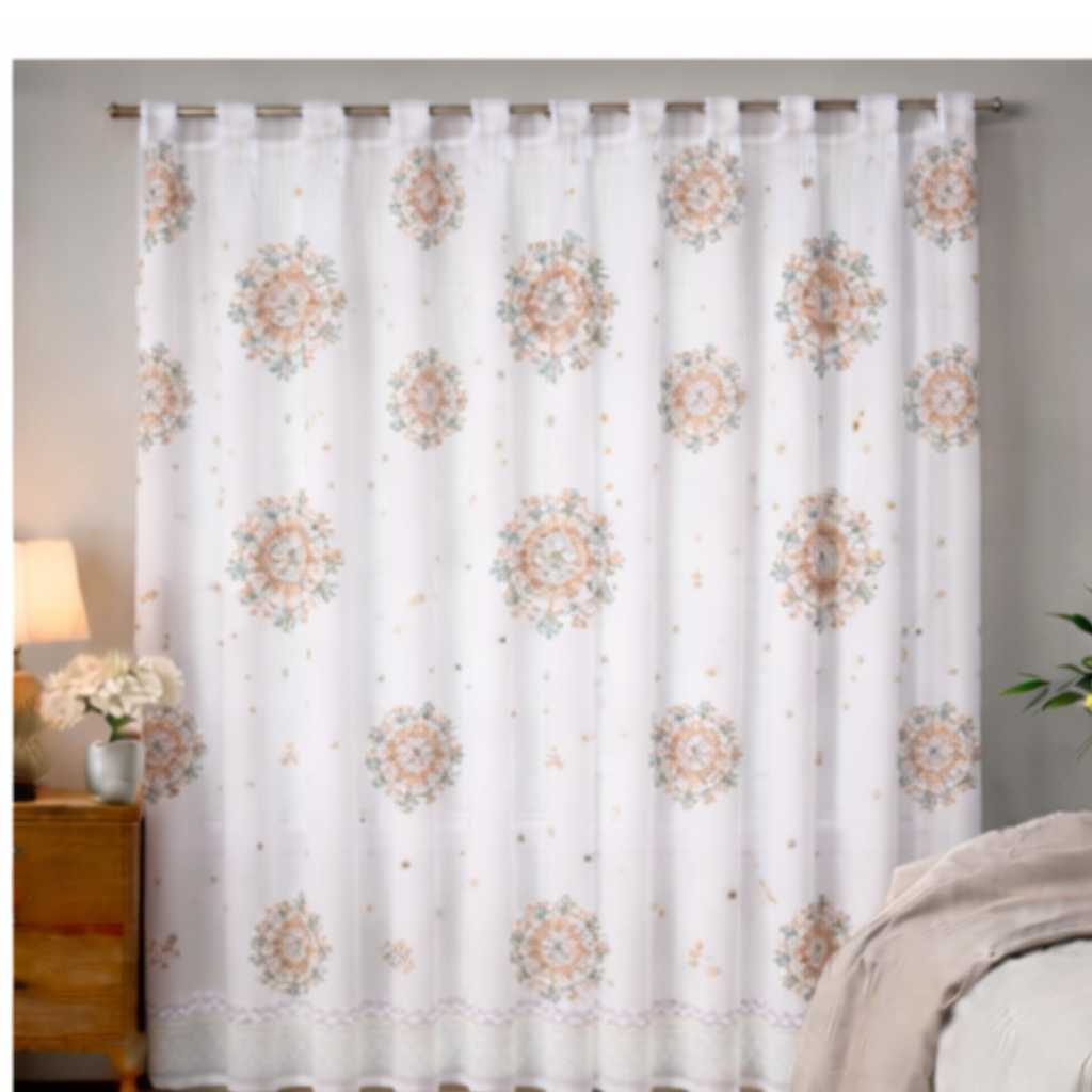 Linen Sheer - Floral Print - Pack Of 1 Curtain