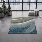 Abstract blue pattern rug design - Square - Premium Wool Carpet