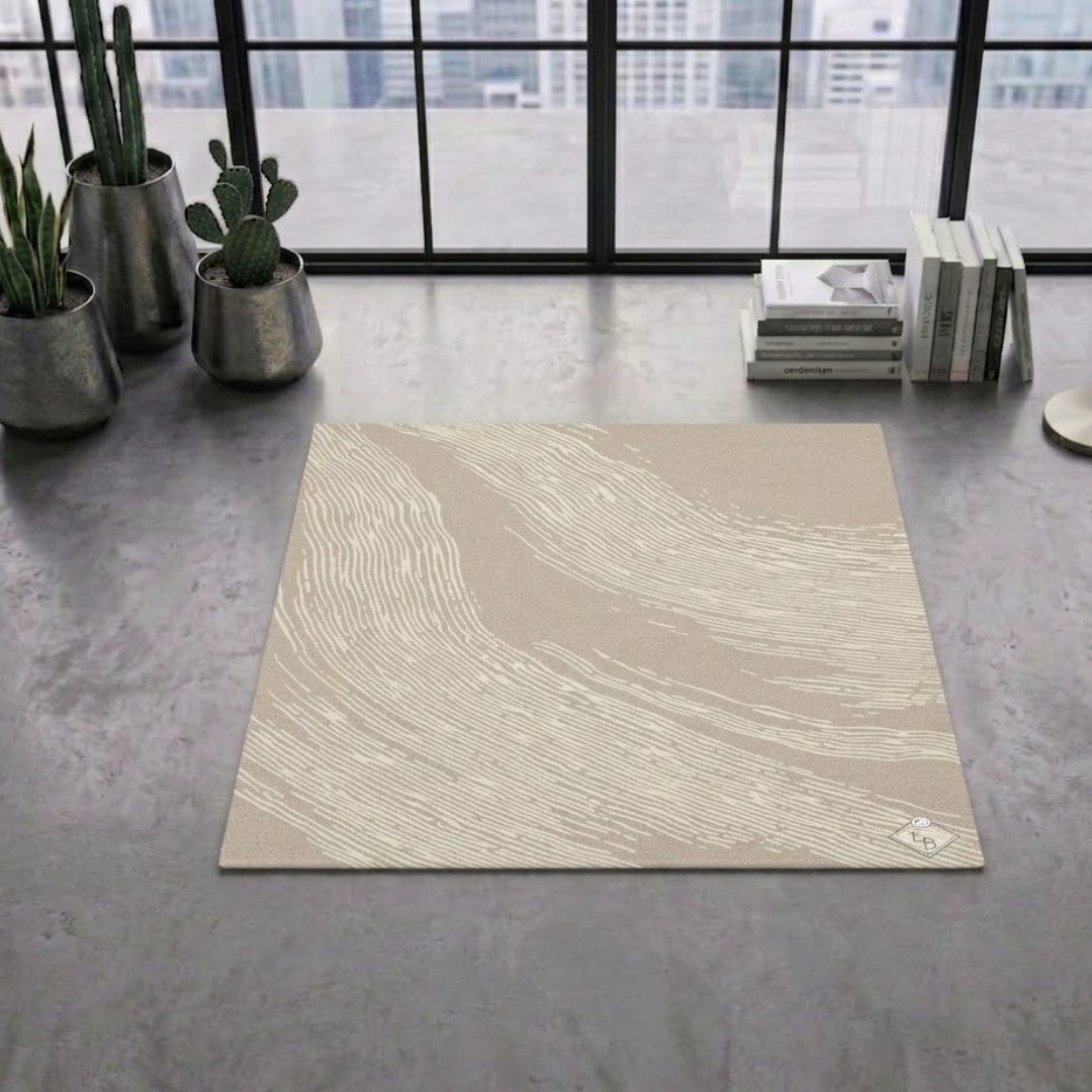 Simple Cream Pattern  Rug Design - Square - Premium Wool Carpet