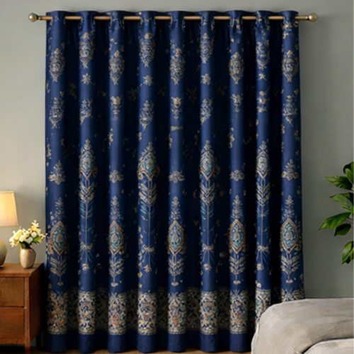 Cotton - Room Darkening Floral Printing Curtains - Pack of 1 Curtain