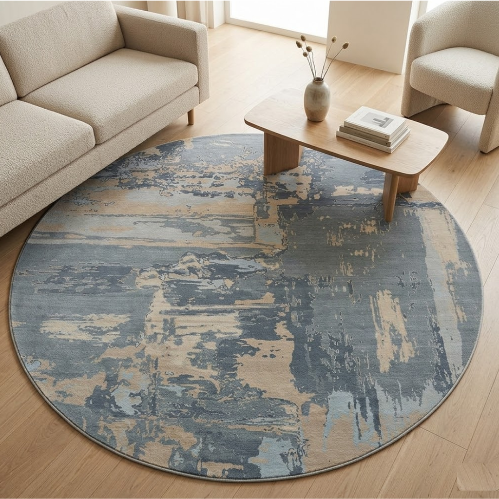 Mixed grey color theme rug - Circle - Premium Wool Carpet