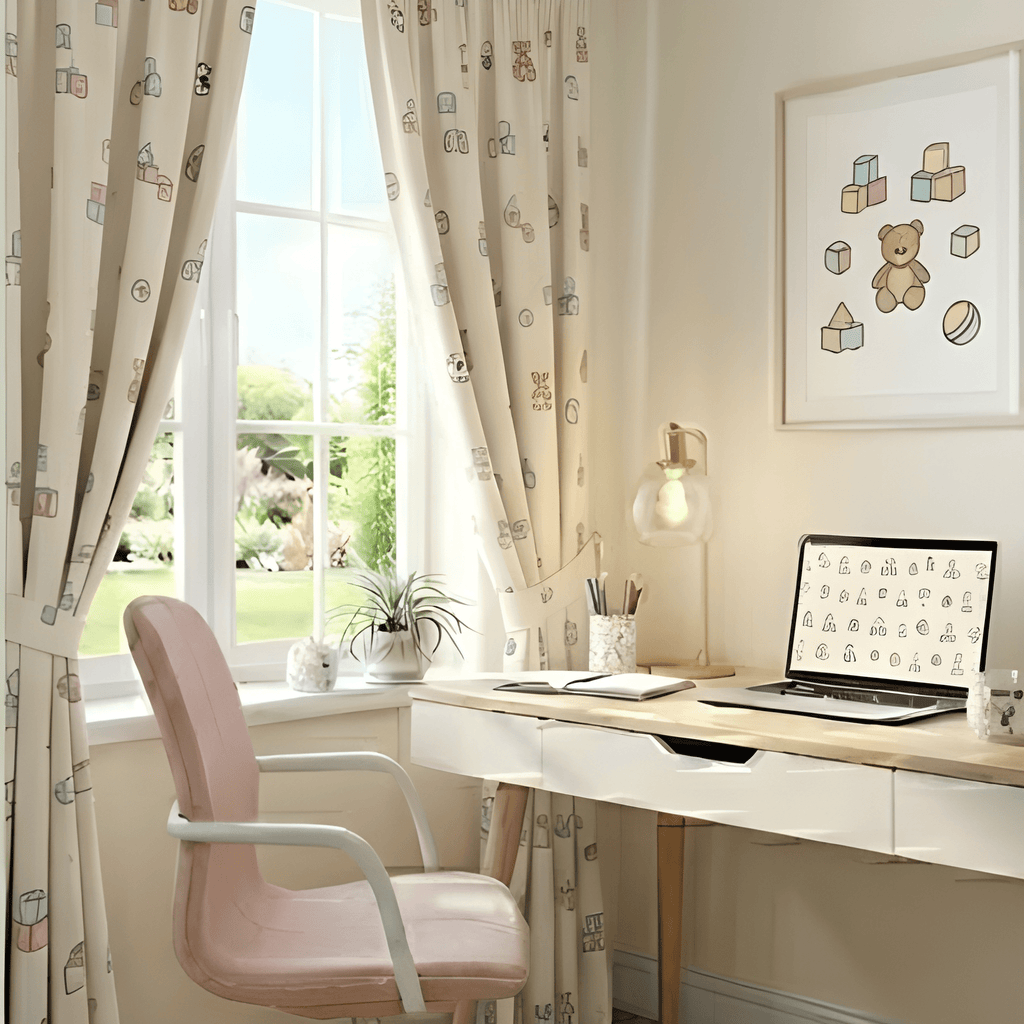 Teddy Bear Toy Print Curtain  - Pack Of 1 Curtain