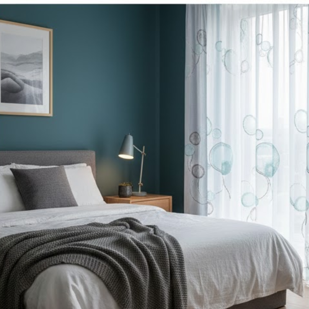 Linen Sheer - Circle Print - Pack Of 1 Curtain