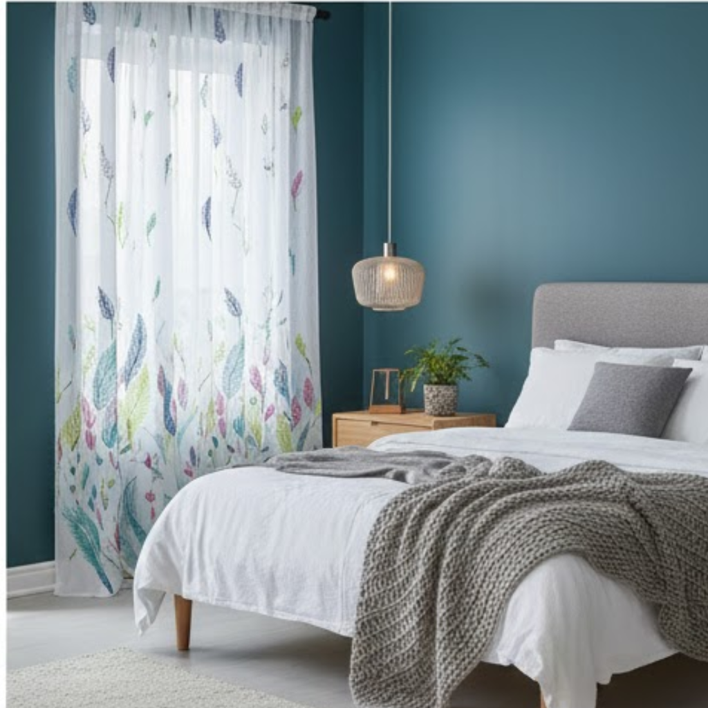 Linen Sheer -Feather Print - Pack Of 1 Curtain