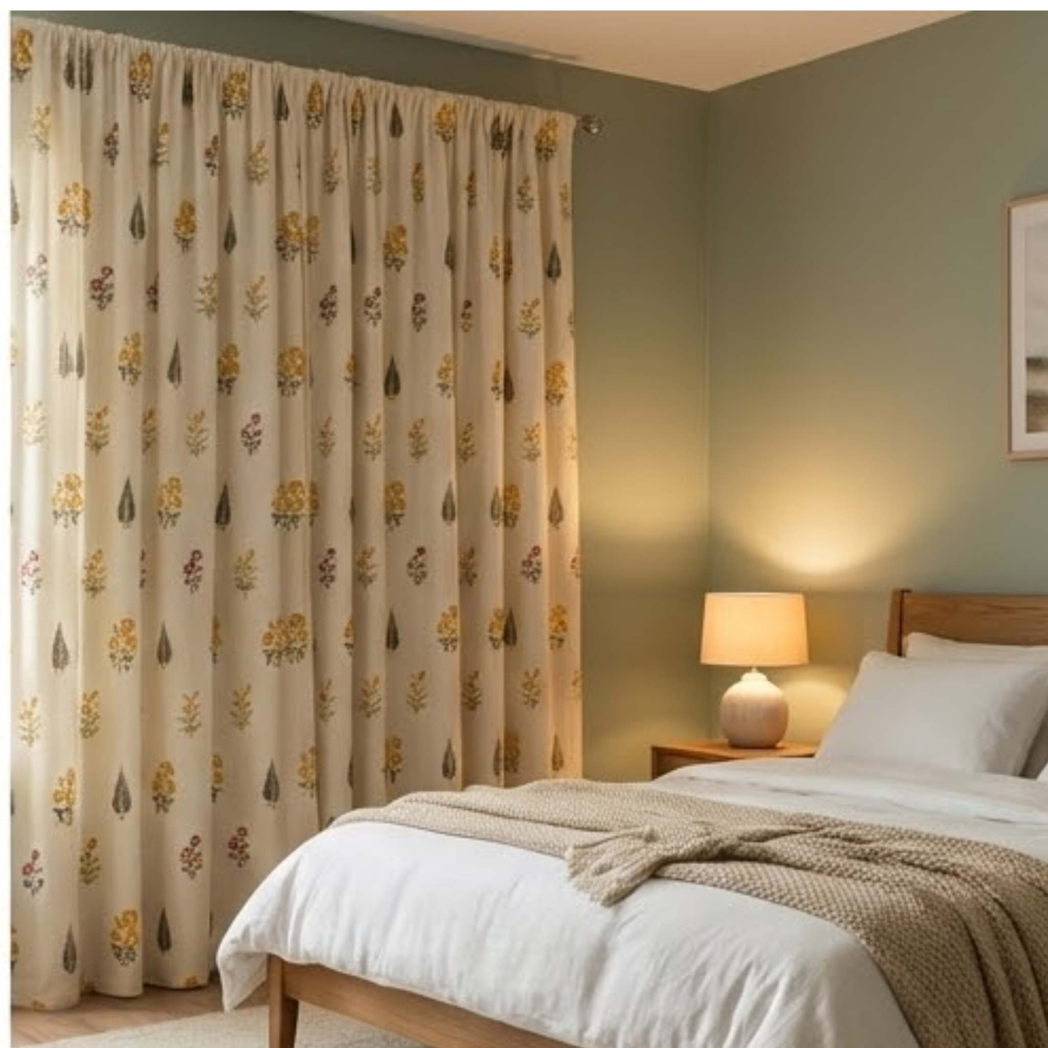 Cotton Light - Room Darkening Floral Curtains - Pack of 1 Curtain