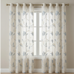 Linen Sheer - Blue Flower Print - Pack Of 1 Curtain