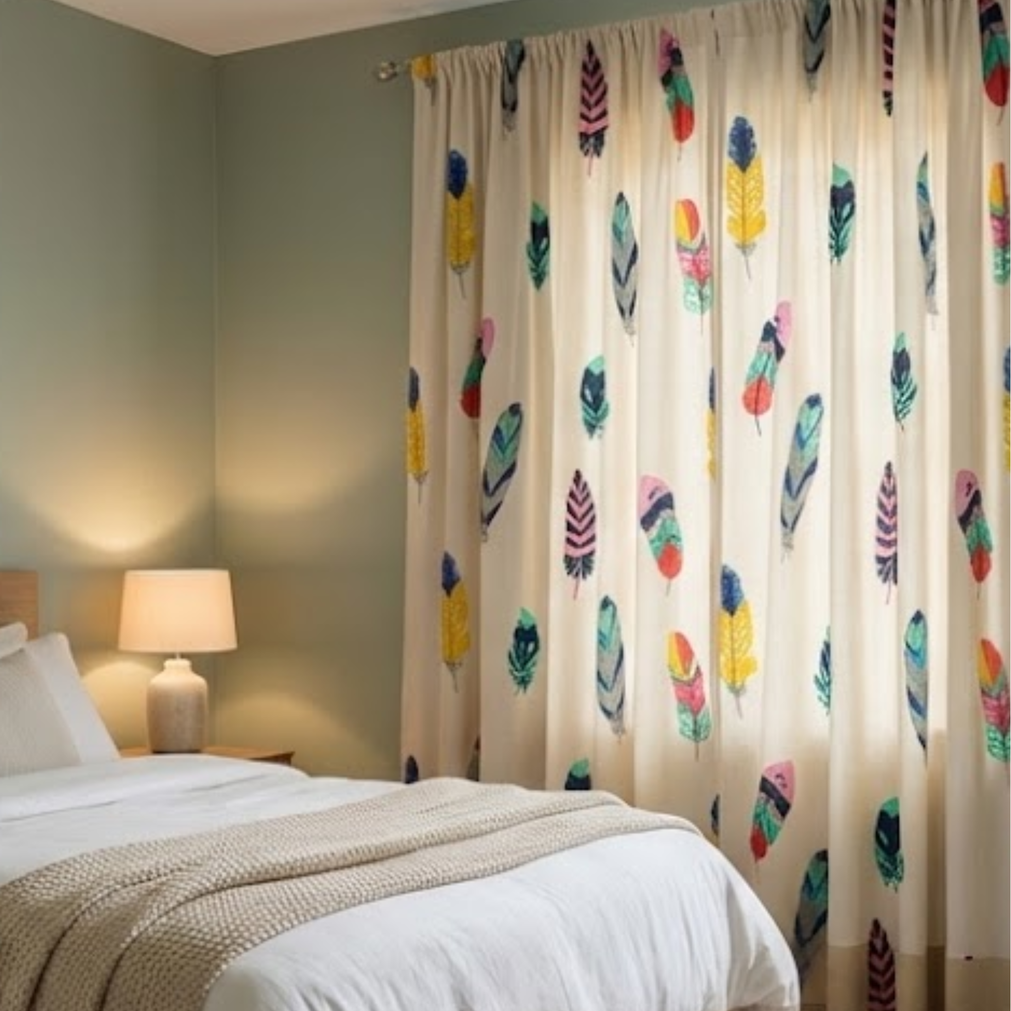 Cotton - Room Darkenin Floral Curtains - Pack of 1 Curtain