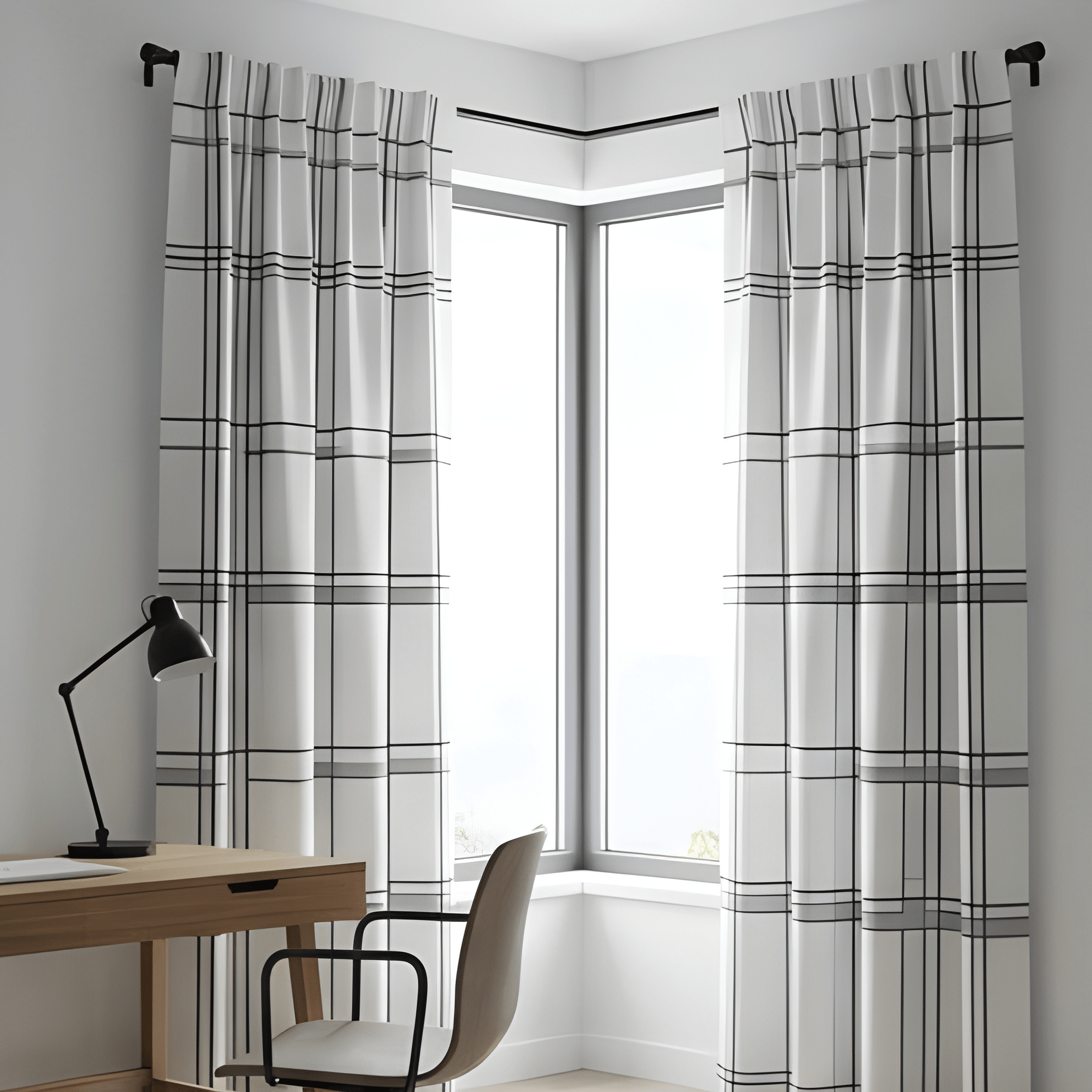Contemporary Geometric Design Curtain  – Premium 100% Polyester - Pack Of 1 Curtain