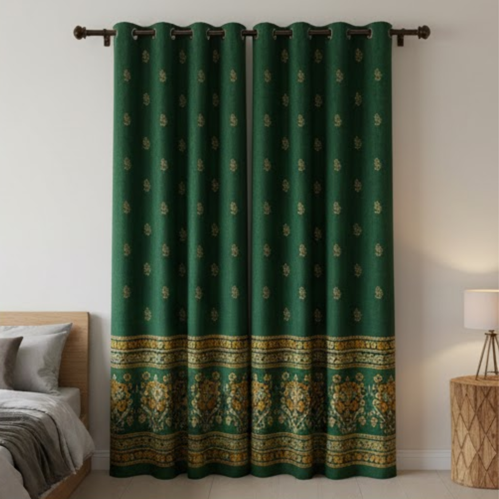 Cotton - Room Darkening Floral Curtains - Pack of 1 Curtain
