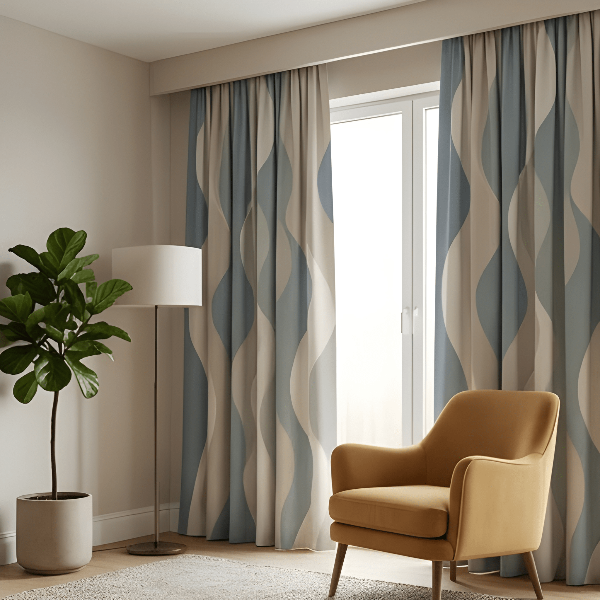 Modern Patterned Geometric Curtain – Premium 100% Polyester - Pack Of 1 Curtain