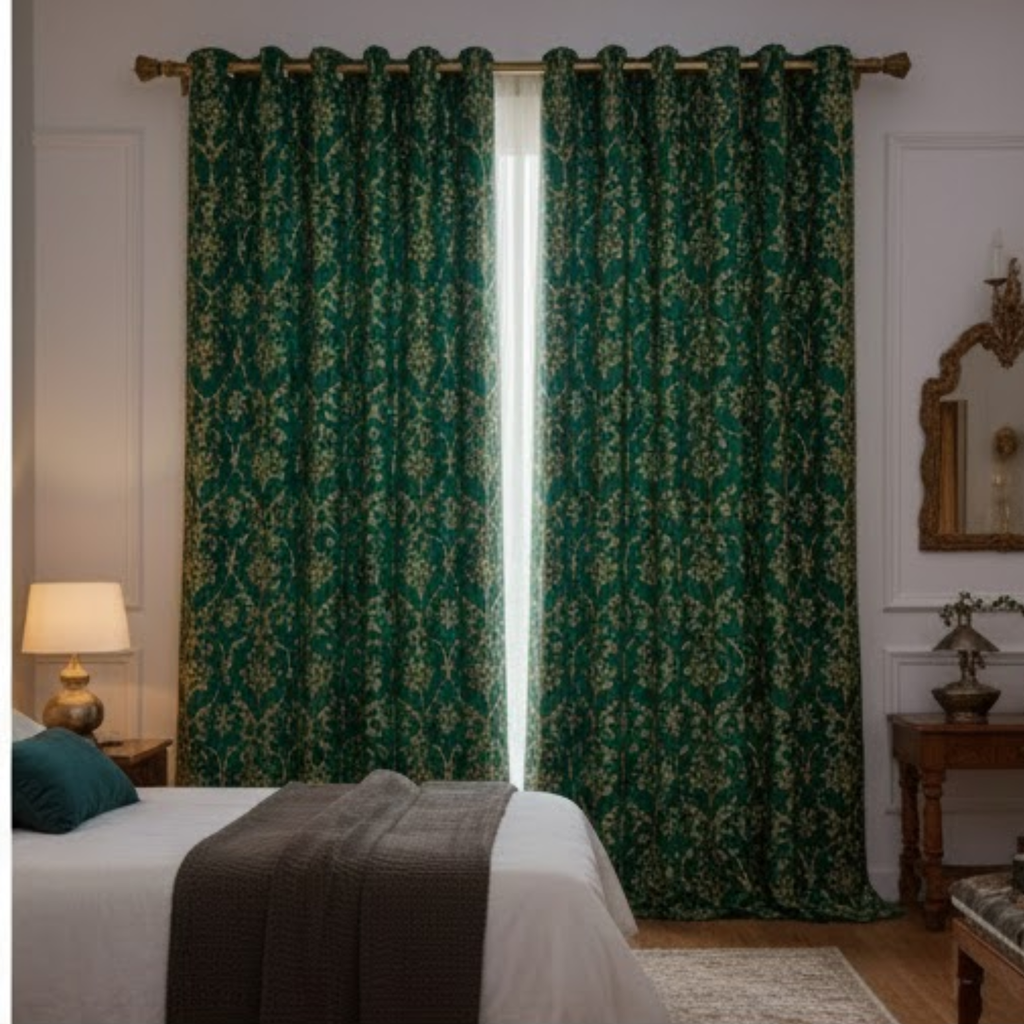 Cotton - Room Darkening  Floral Curtains - Pack of 1 Curtain
