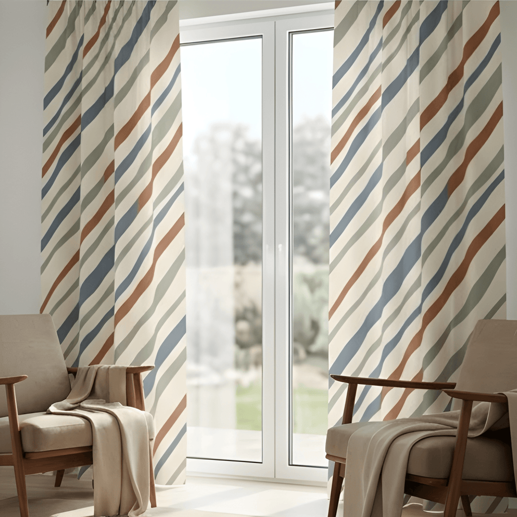 Modern Linear Geometric Curtain  – Premium 100% Polyester - Pack Of 1 Curtain