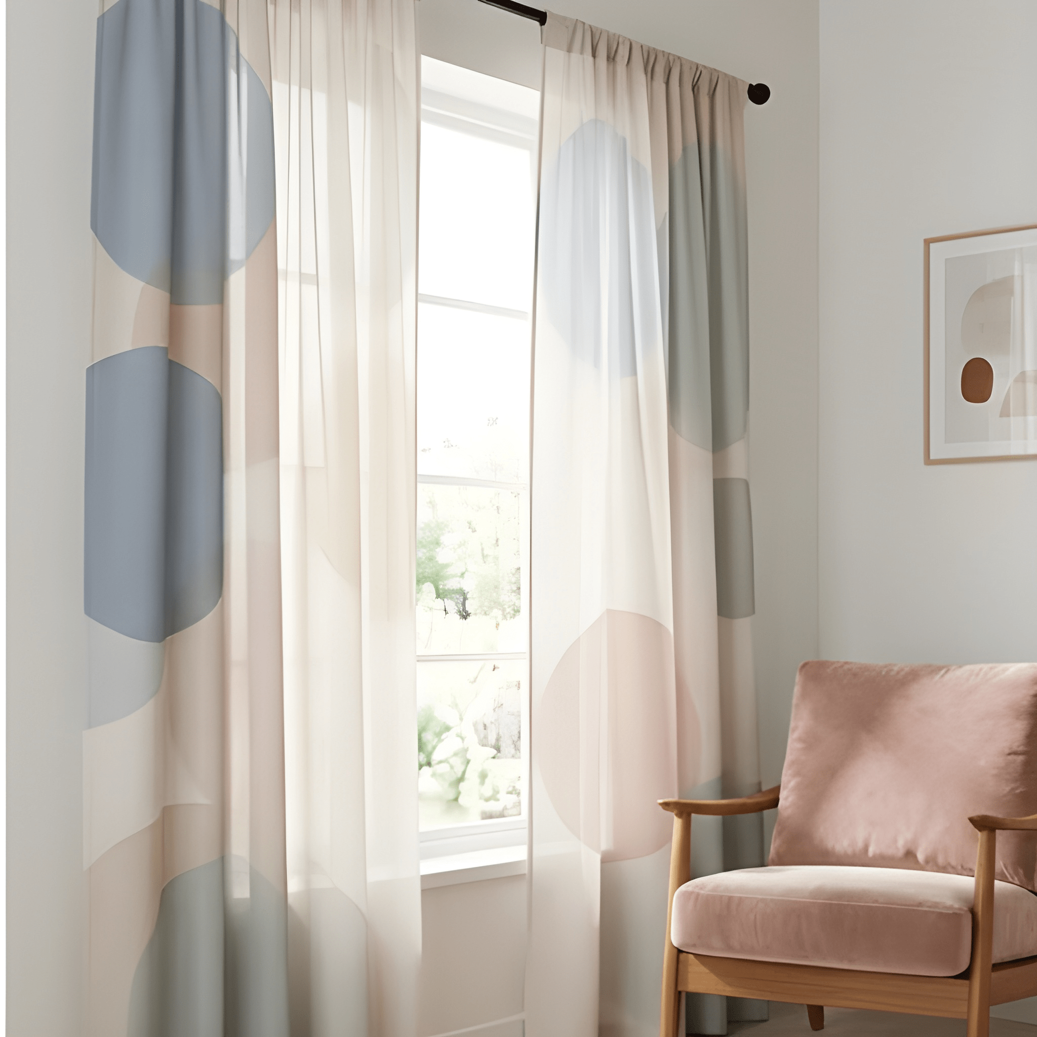 Circles & Loops Geometric Curtain  – Premium 100% Polyester - Pack Of 1 Curtain