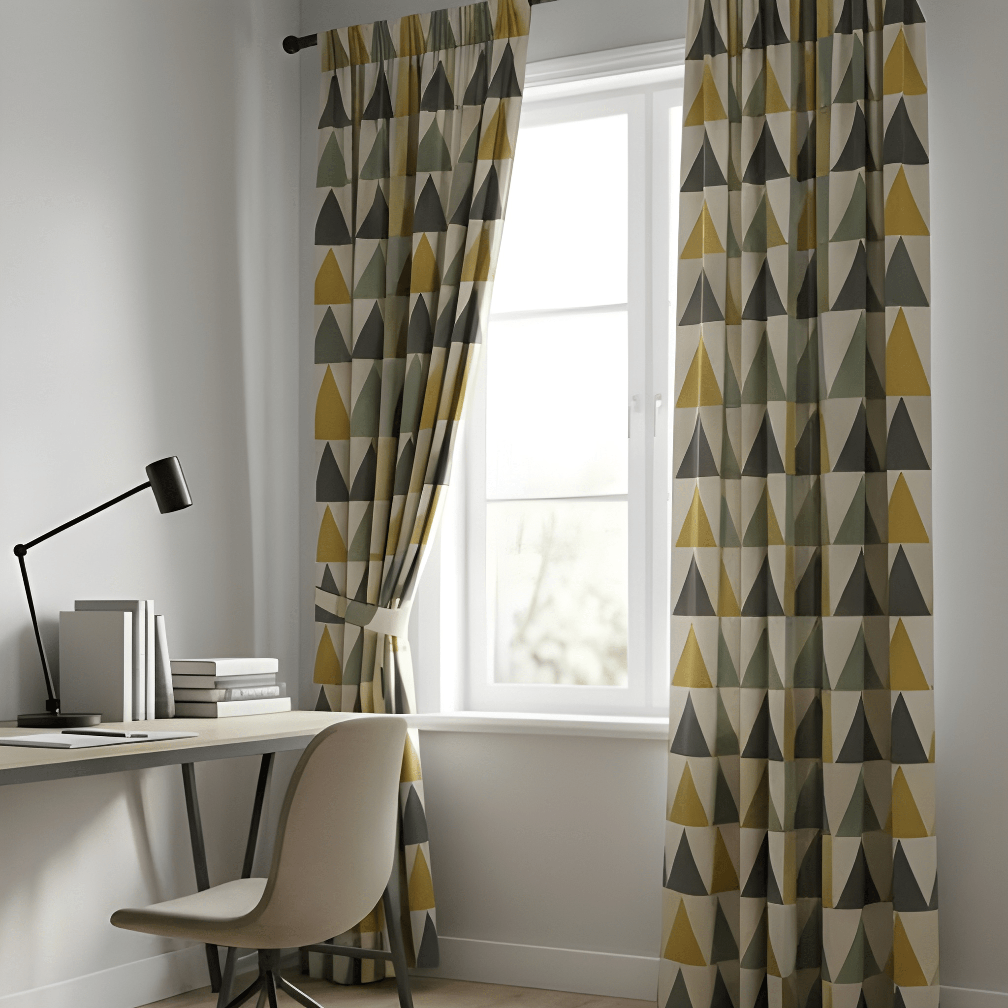 Stylish Geometric Printed Curtain  – Premium 100% Polyester - Pack Of 1 Curtain