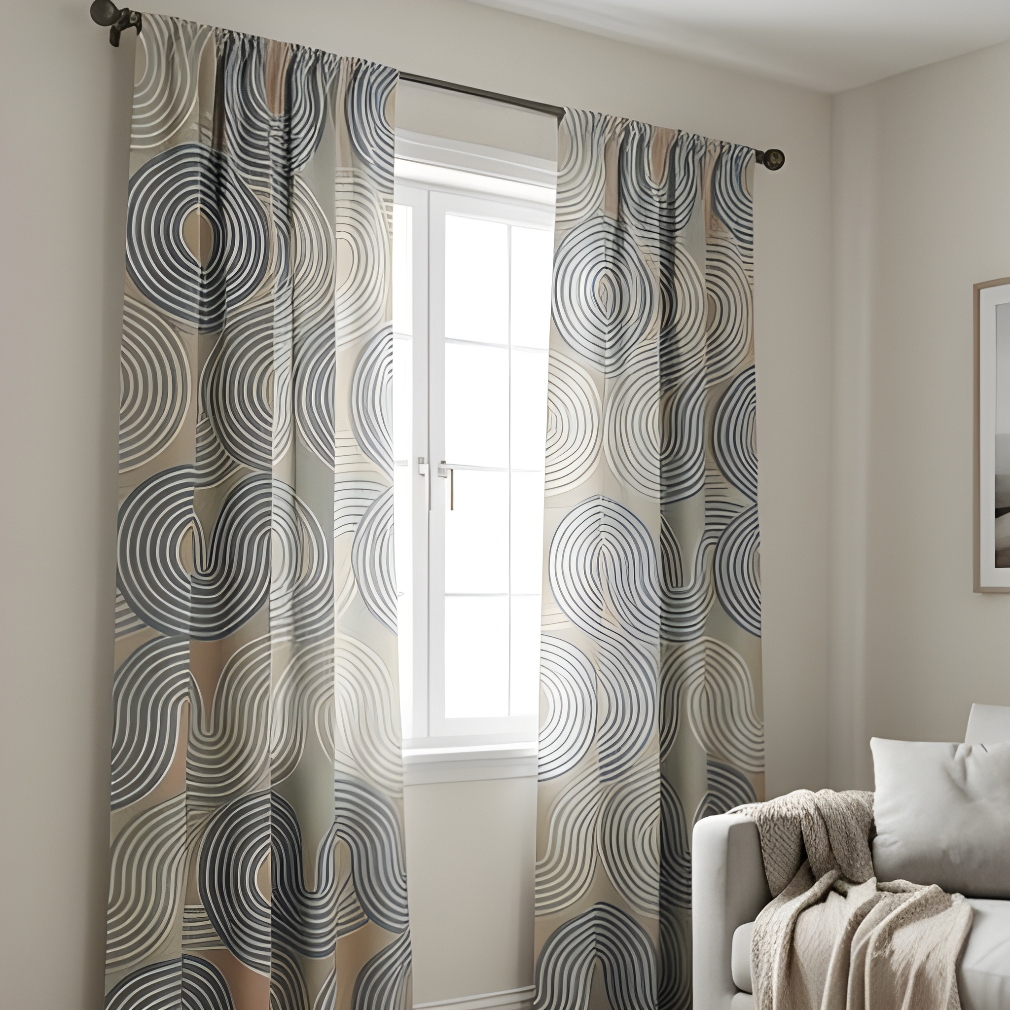 Modern Geometric Printed Polyester Curtain - Premium 100% Polyester - Pack Of 1 Curtain