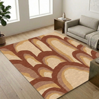 Aesthetic brown & cream theme rug design for modern homes - Rectangle - Premium Wool Carpet