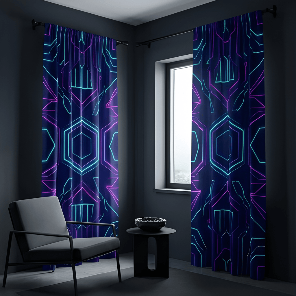 Geometric Wave Flow Curtain – Premium 100% Polyester - Pack Of 1 Curtain