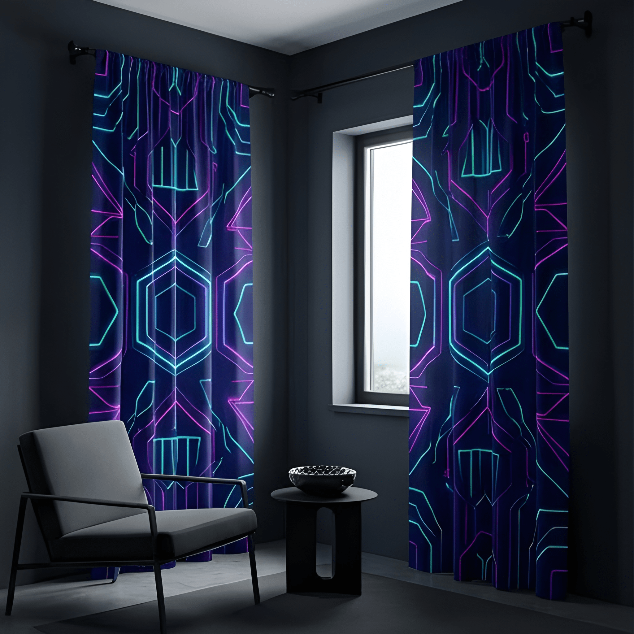 Geometric Wave Flow Curtain – Premium 100% Polyester - Pack Of 1 Curtain