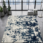 White & Blue Abstract rug design - Square - Premium Wool Carpet