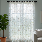 Linen Sheer - Rose Creepers Printed Sheer - Pack Of 1 Curtain