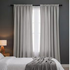 Room darkening curtains with elegant grey fabric for bedrooms