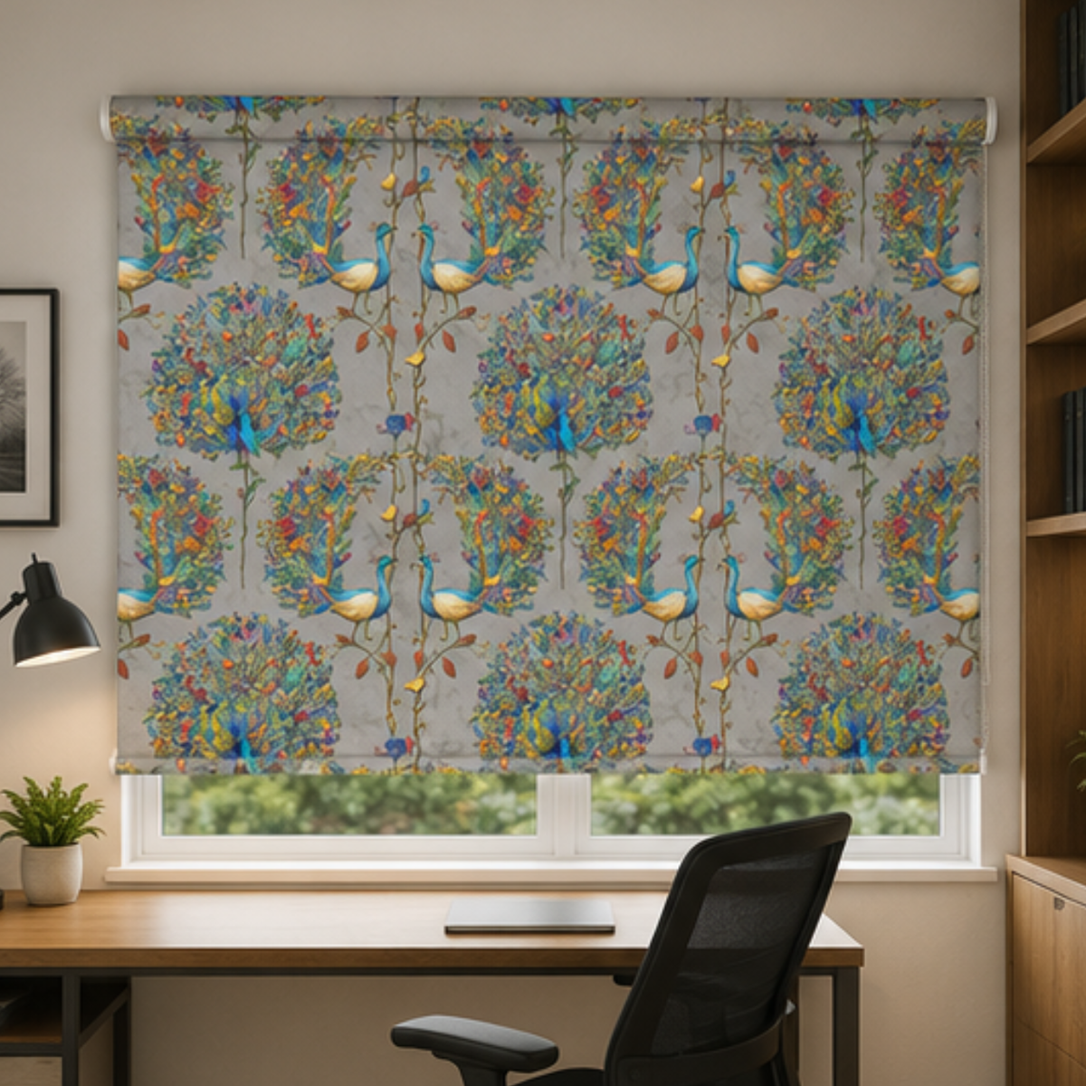 Peacock theme design blinds | Roller & Roman Blinds | Premium Quality Prints