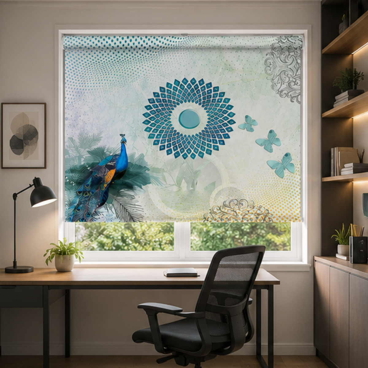 Aesthetic Peacock design | Roller & Roman Blinds | Premium Quality Prints