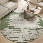 Green & Grey Pattern Design - Circle - Premium Wool Carpet