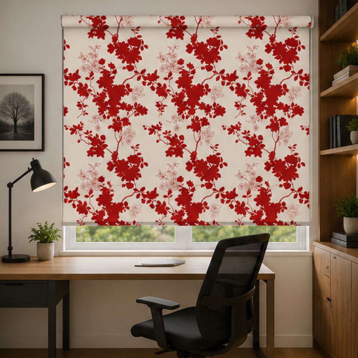 Red flower Blind design | Roller & Roman Blinds | Premium Quality Prints